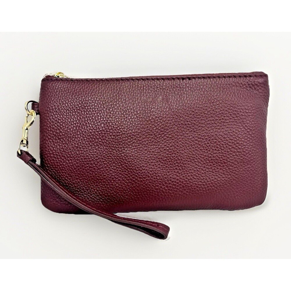 Befen Genuine Leather Wristlet Clutch RFDI Blocking Wallet Purse Burgandy New